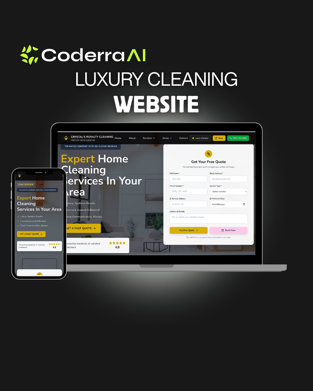 Crystal's Royalty Cleaning — Luxury Cleaning Website designed by Coderra AI