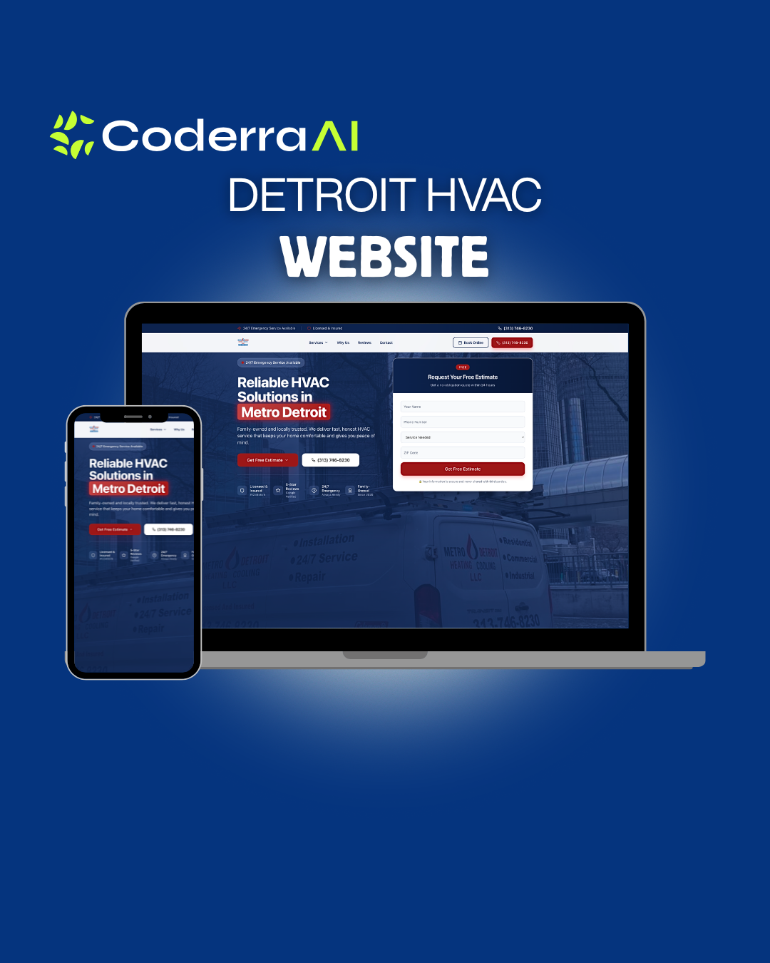 Metro Detroit Heating & Cooling — HVAC Website designed by Coderra AI