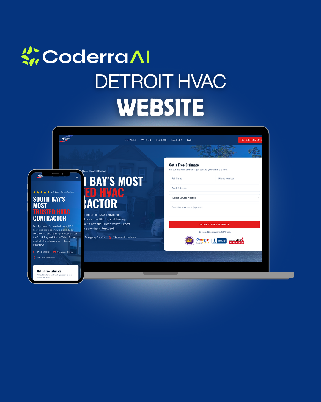Detroit HVAC — HVAC Website designed by Coderra AI
